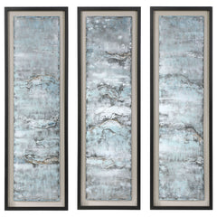 Ocean Swell Multicolor Painted Metal Art 3 Cartons (Set of 3) - Ornate Home
