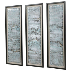 Ocean Swell Multicolor Painted Metal Art 3 Cartons (Set of 3) - Ornate Home
