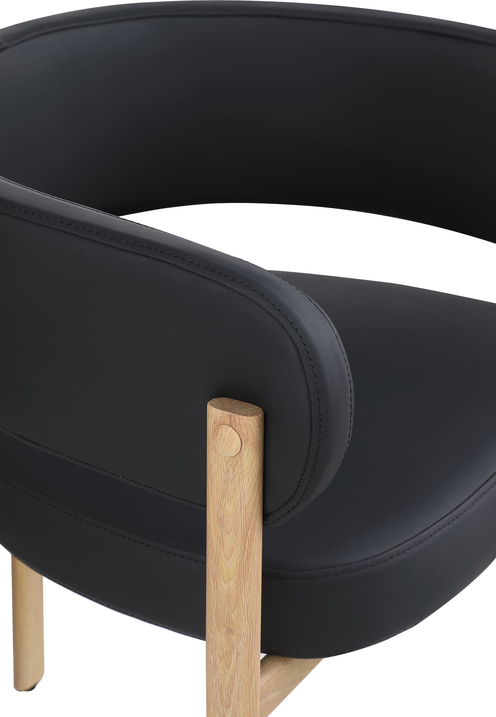 Oceanside Black/Natural Leather Upholstered Dining Chair (Set of 2) - Ornate Home