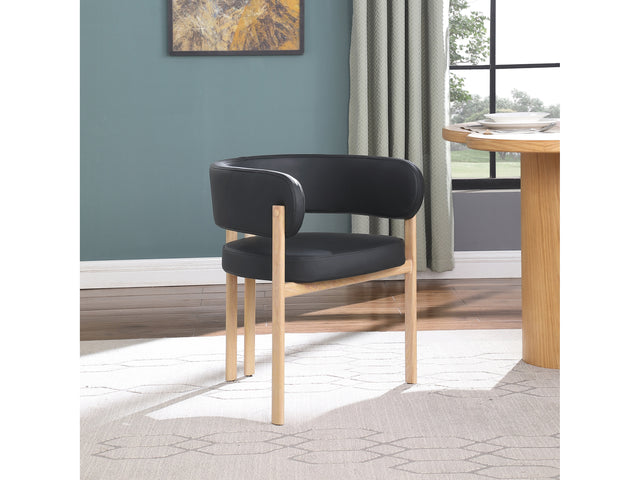 Oceanside Black/Natural Leather Upholstered Dining Chair (Set of 2) - Ornate Home