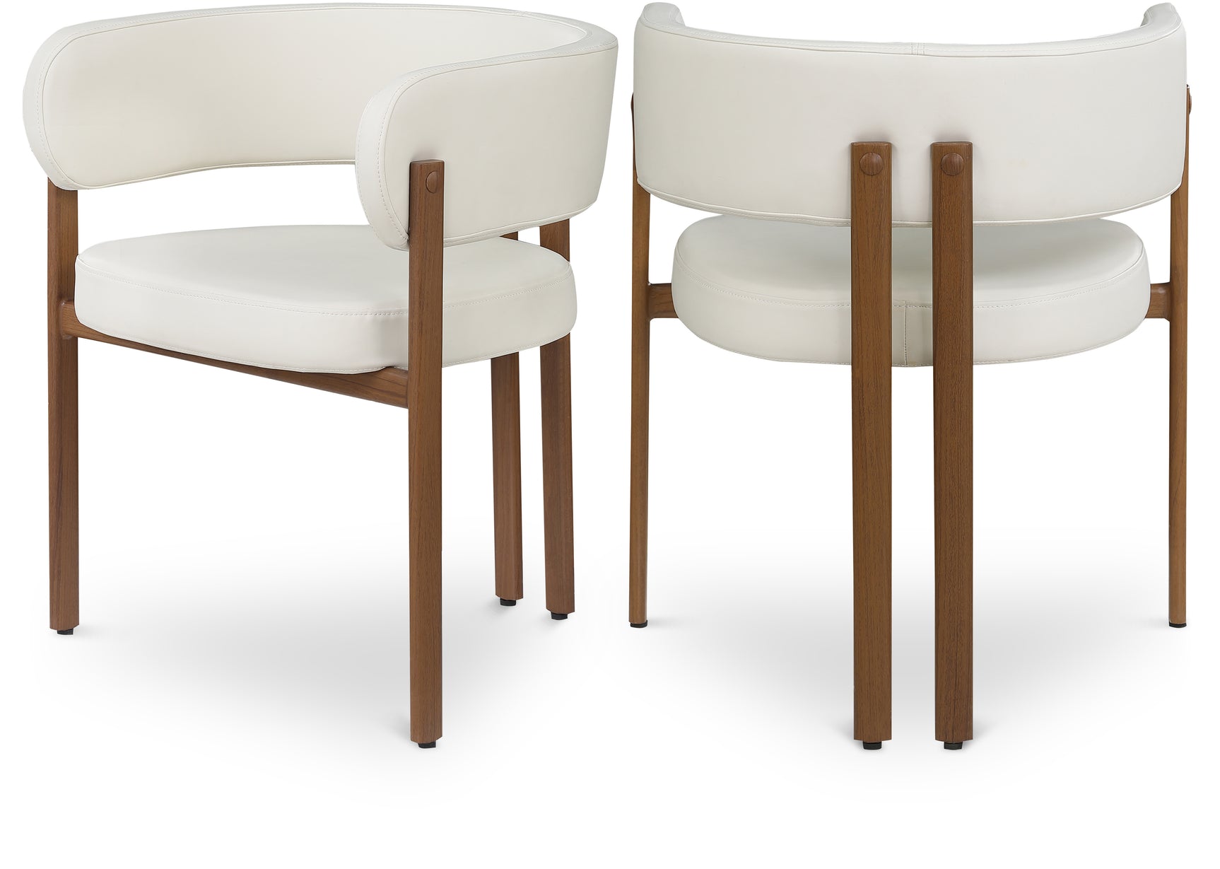 Oceanside Cream/Brown Leather Upholstered Dining Chair (Set of 2) - Ornate Home