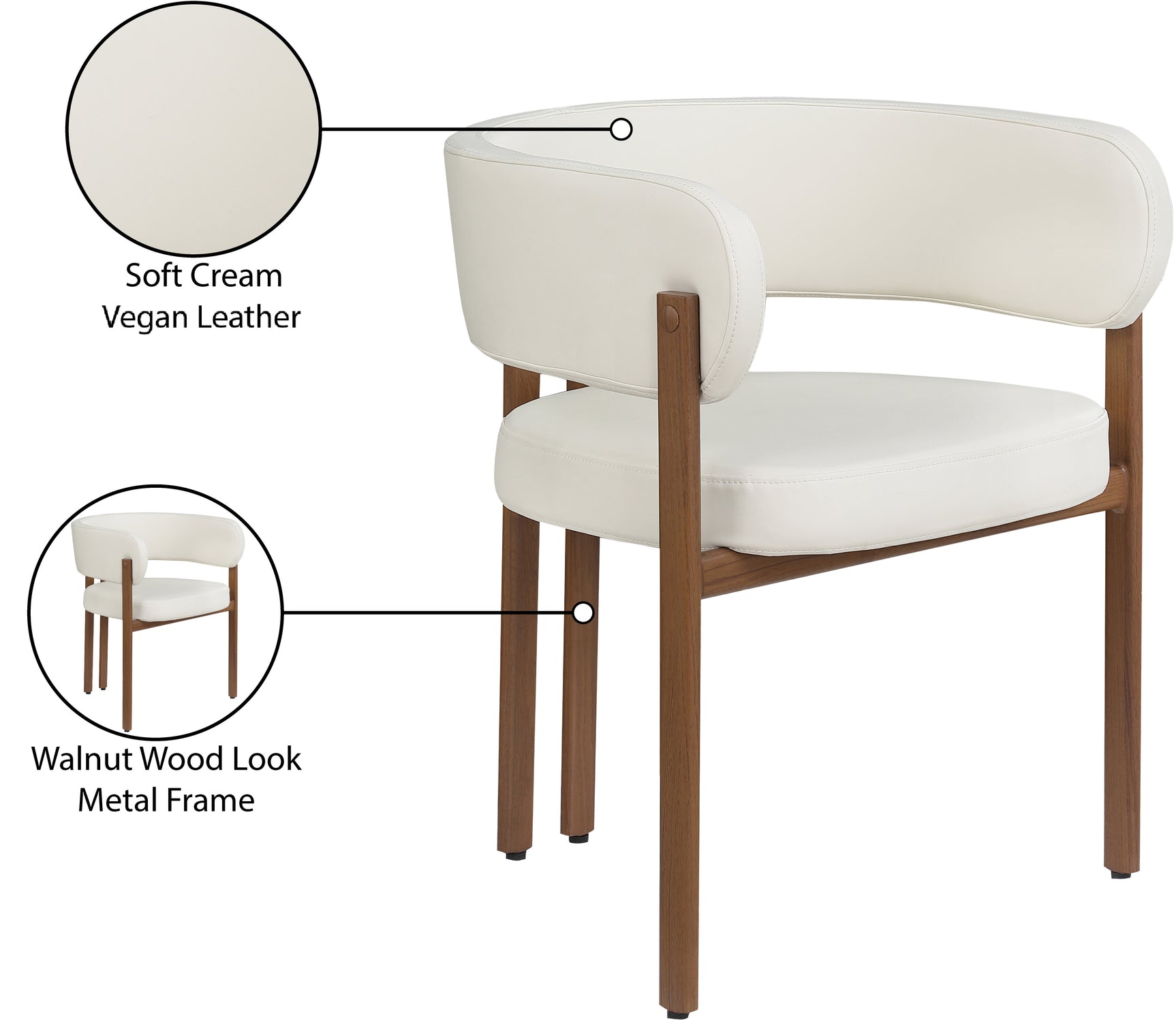Oceanside Cream/Brown Leather Upholstered Dining Chair (Set of 2) - Ornate Home