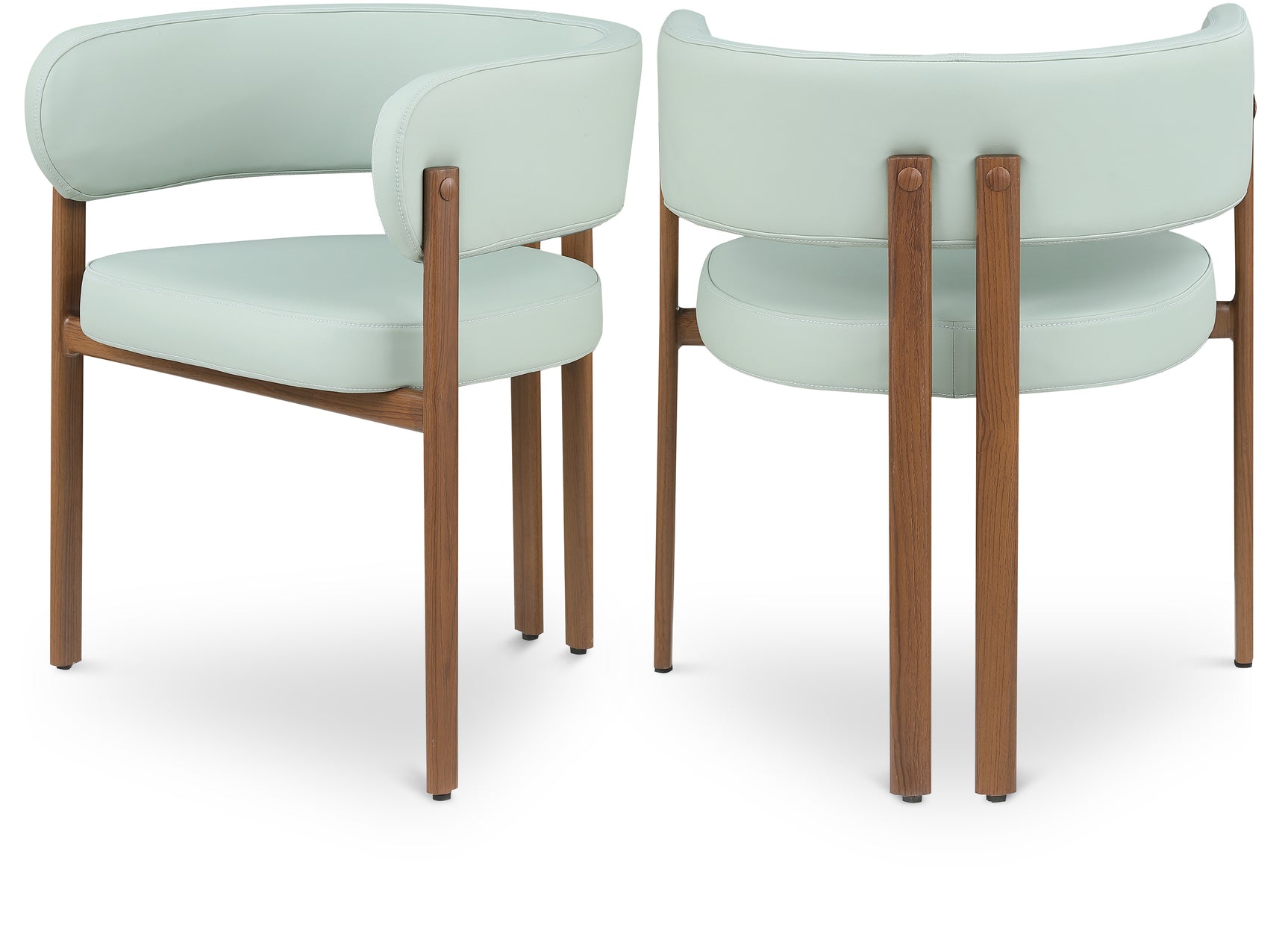 Oceanside Mint Green/Brown Mint Vegan Leather Upholstered Dining Chair (Set of 2) - Ornate Home