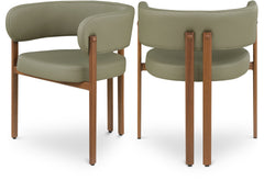 Oceanside Olive Green/Brown Olive Vegan Leather Upholstered Dining Chair (Set of 2) - Ornate Home