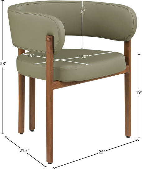 Oceanside Olive Green/Brown Olive Vegan Leather Upholstered Dining Chair (Set of 2) - Ornate Home