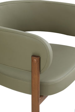 Oceanside Olive Green/Brown Olive Vegan Leather Upholstered Dining Chair (Set of 2) - Ornate Home