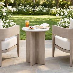 Oceanveil White Outdoor Side Table - Ornate Home