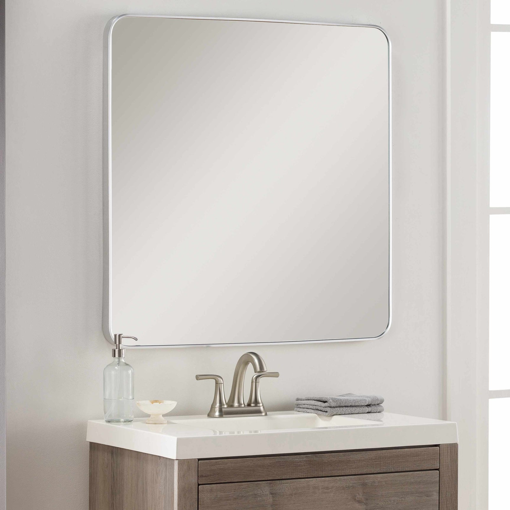 Ockenfels Modern Arched Silver Gray Wall Mirror - Ornate Home