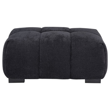 Octavia Black Upholstered Rectangular Ottoman - Ornate Home