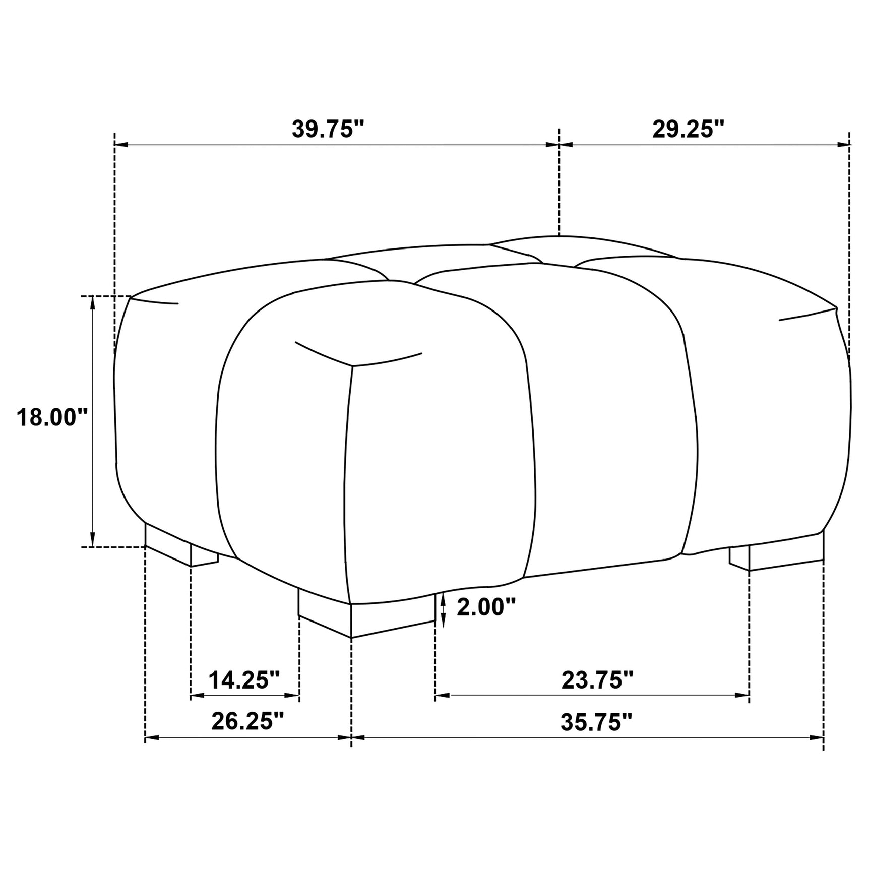 Octavia Black Upholstered Rectangular Ottoman - Ornate Home