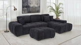 Octavia Black Upholstered Rectangular Ottoman - Ornate Home