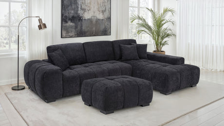 Octavia Black Upholstered Sectional Chaise Sofa - Ornate Home