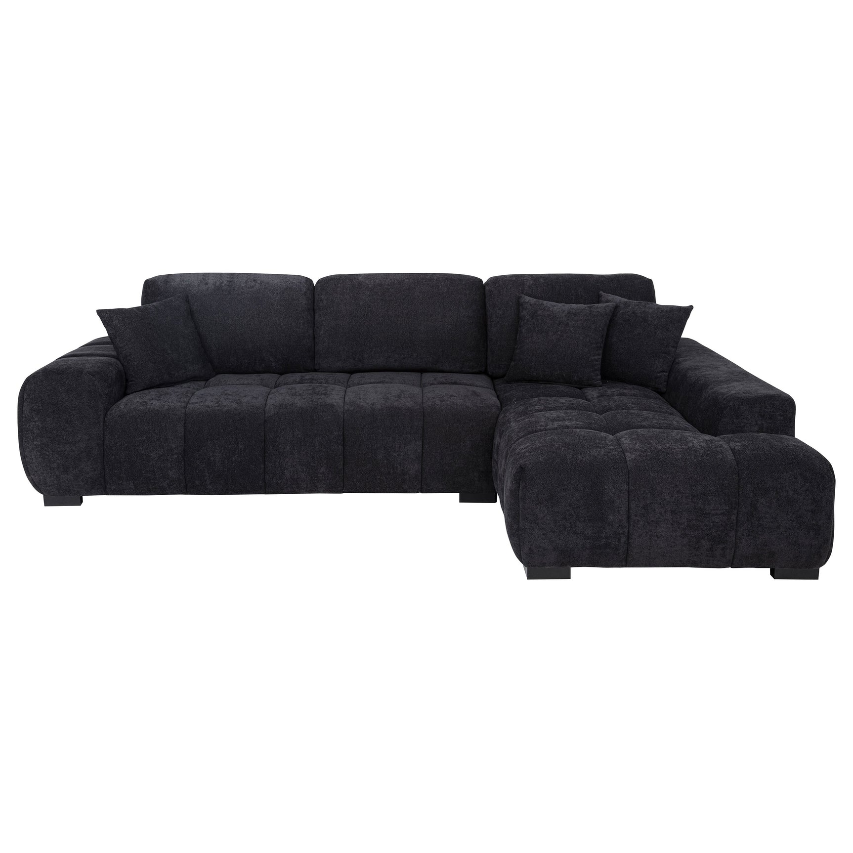 Octavia Black Upholstered Sectional Chaise Sofa - Ornate Home