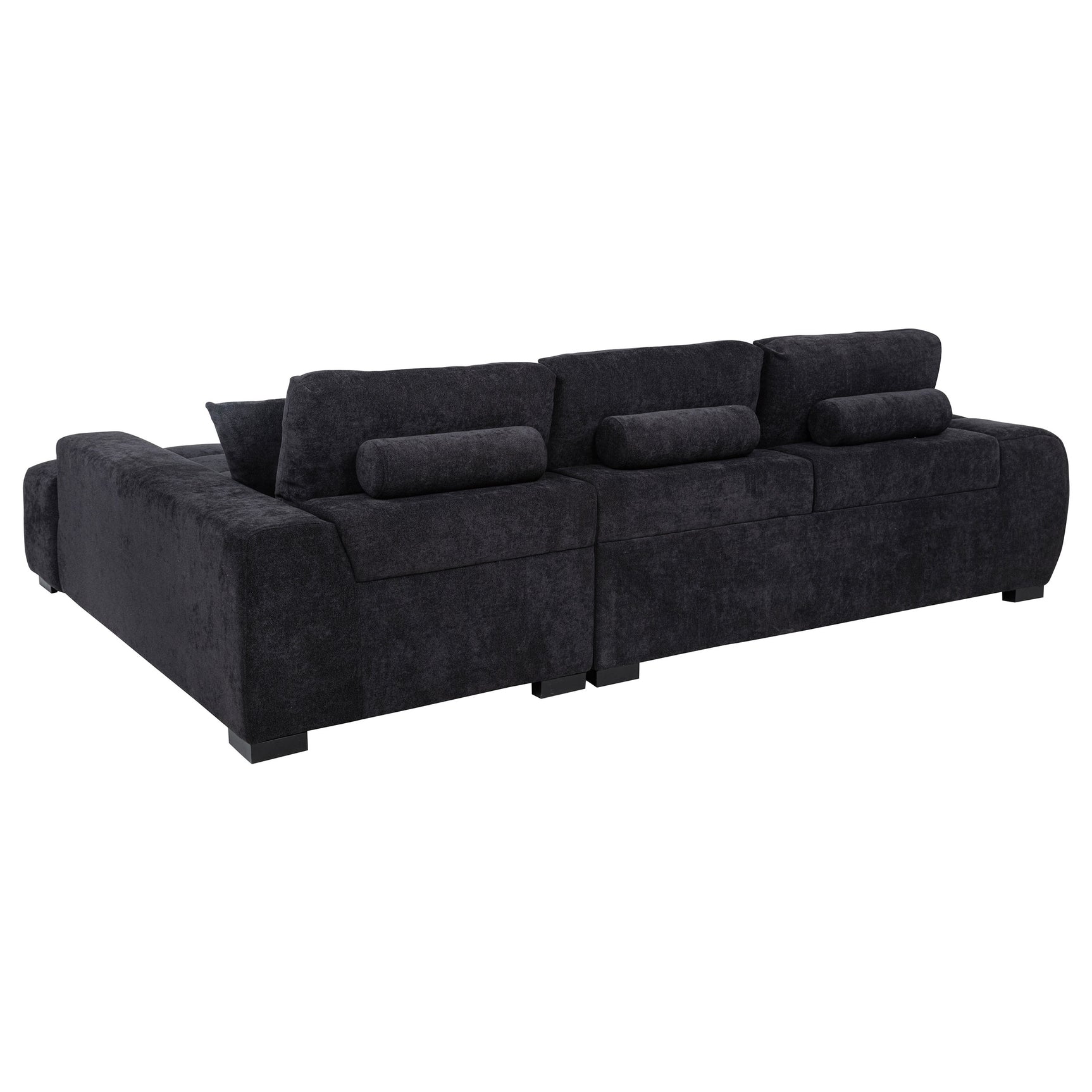 Octavia Black Upholstered Sectional Chaise Sofa - Ornate Home