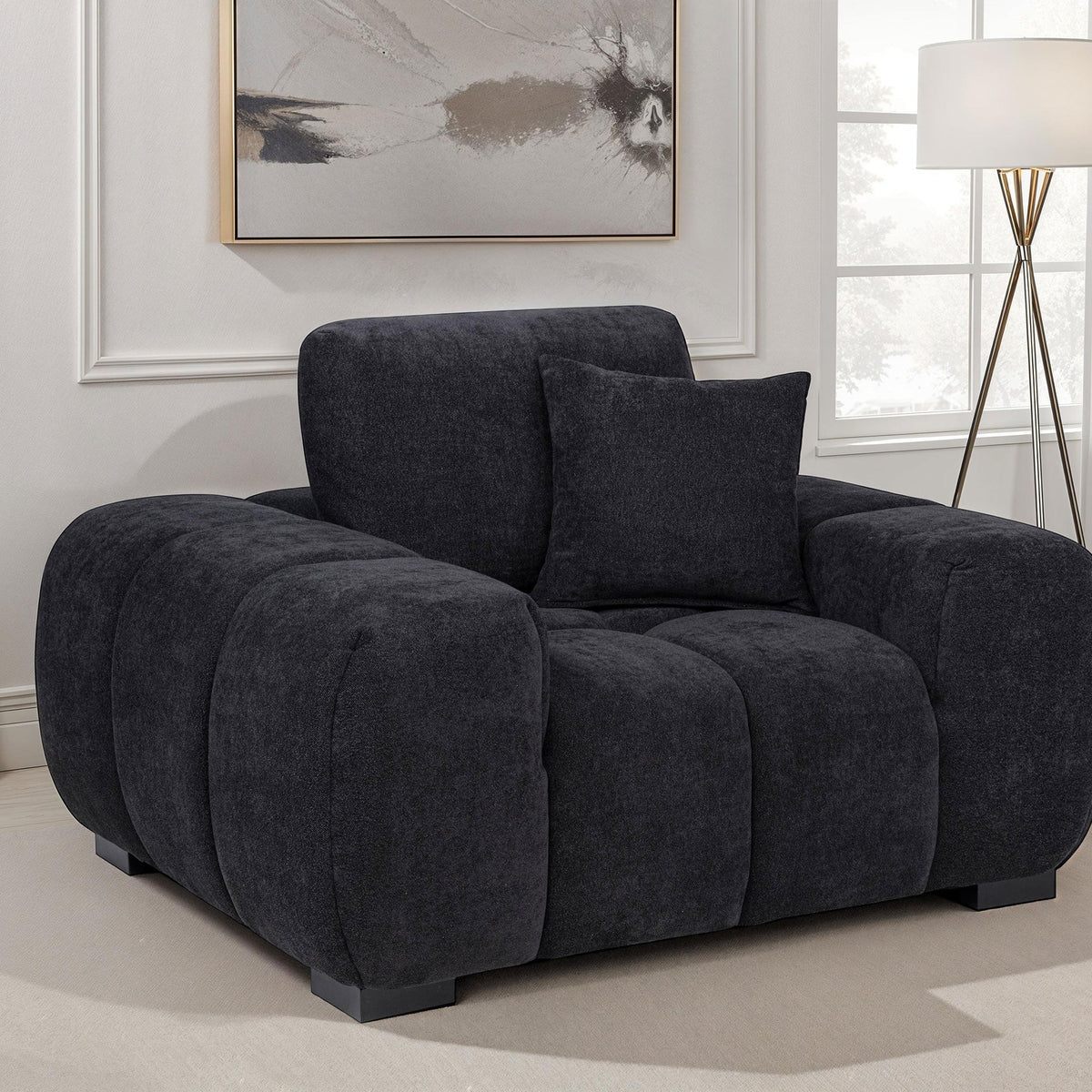 Coaster Octavia Coaster Octavia Black Upholstered Track Arm Accent Chair | Ornate Home
