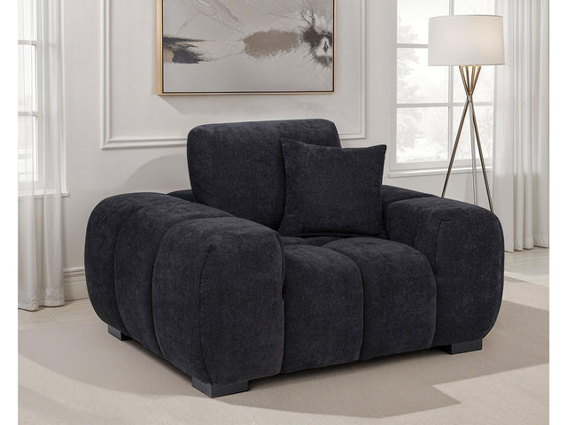 Octavia Black Upholstered Track Arm Accent Chair - Ornate Home