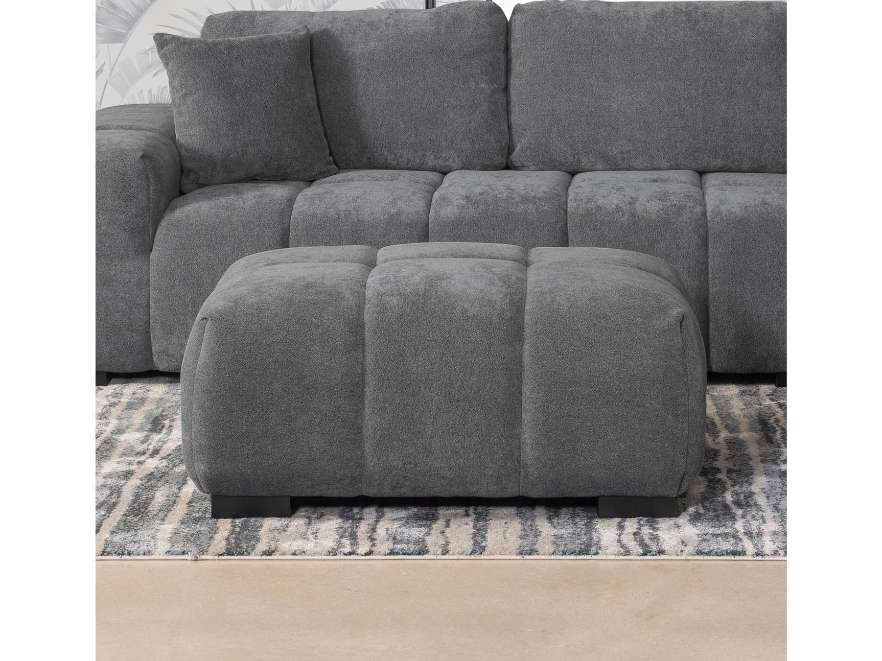 Octavia Charcoal Grey Upholstered Rectangular Ottoman - Ornate Home