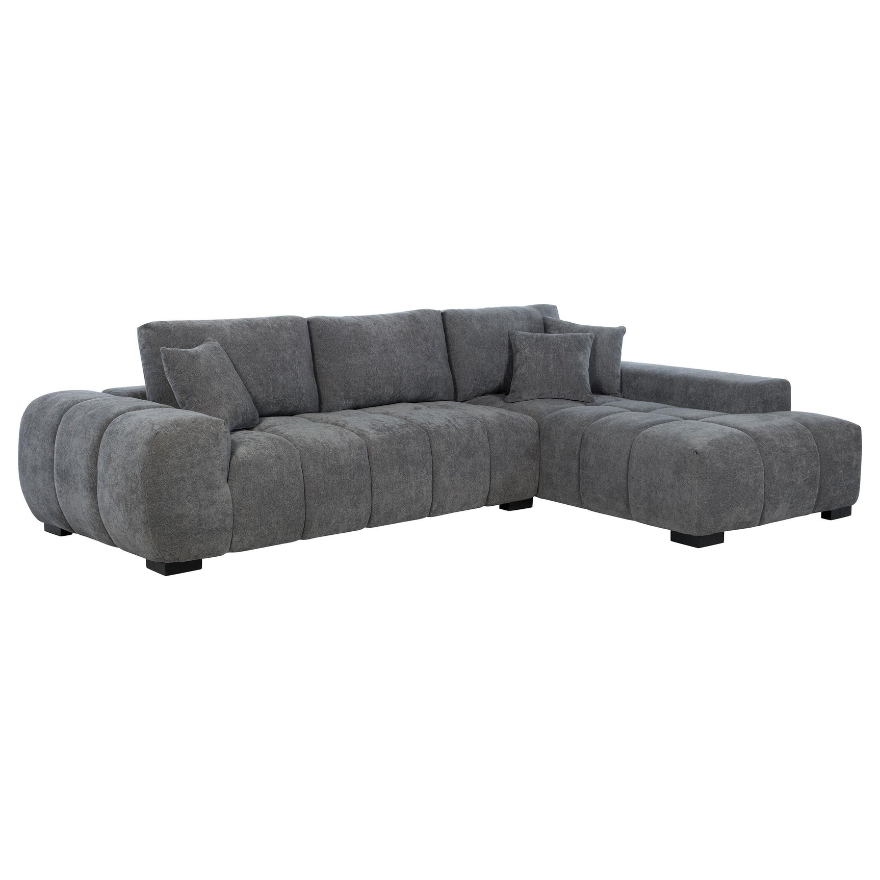 Octavia Charcoal Grey Upholstered Sectional Chaise Sofa - Ornate Home