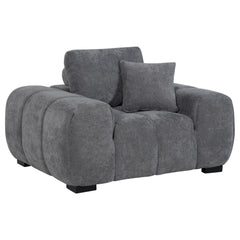 Octavia Charcoal Grey Upholstered Track Arm Accent Chair - Ornate Home