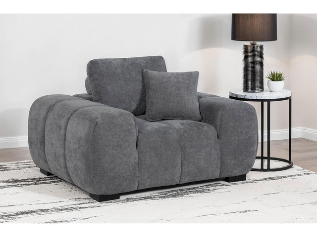 Octavia Charcoal Grey Upholstered Track Arm Accent Chair - Ornate Home