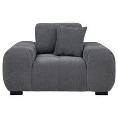 Octavia Charcoal Grey Upholstered Track Arm Accent Chair - Ornate Home