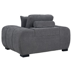 Octavia Charcoal Grey Upholstered Track Arm Accent Chair - Ornate Home