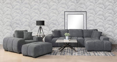 Octavia Charcoal Grey Upholstered Track Arm Accent Chair - Ornate Home