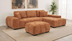 Octavia Orange Upholstered Rectangular Ottoman - Ornate Home