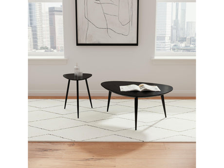 Odessa Black 2-piece Triangular Coffee and End Table Set - Ornate Home