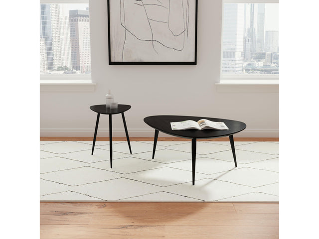 Odessa Black 2-piece Triangular Coffee and End Table Set - Ornate Home