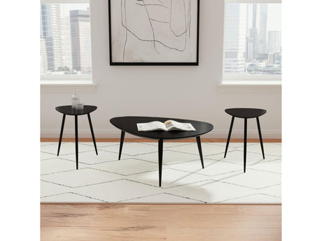 Odessa Black 3-piece Triangular Coffee and End Table Set - Ornate Home