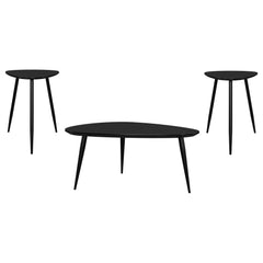 Odessa Black 3-piece Triangular Coffee and End Table Set - Ornate Home