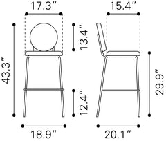Odessa Green & Gold Barstool (Set of 2) - Ornate Home