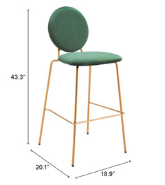 Odessa Green & Gold Barstool (Set of 2) - Ornate Home