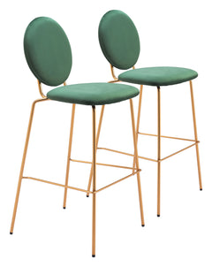 Odessa Green & Gold Barstool (Set of 2) - Ornate Home