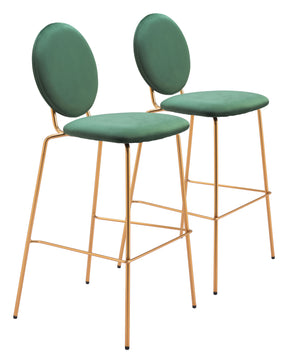 Odessa Green & Gold Barstool (Set of 2) - Ornate Home