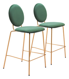 Odessa Green & Gold Counter Stool (Set of 2) - Ornate Home