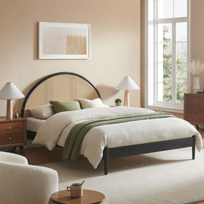 Odette Black Queen Arched Rattan Cane Platform Bed - Ornate Home