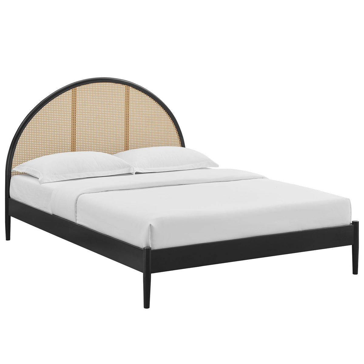 Odette Black Queen Arched Rattan Cane Platform Bed - Ornate Home