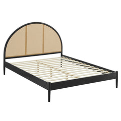 Odette Black Queen Arched Rattan Cane Platform Bed - Ornate Home