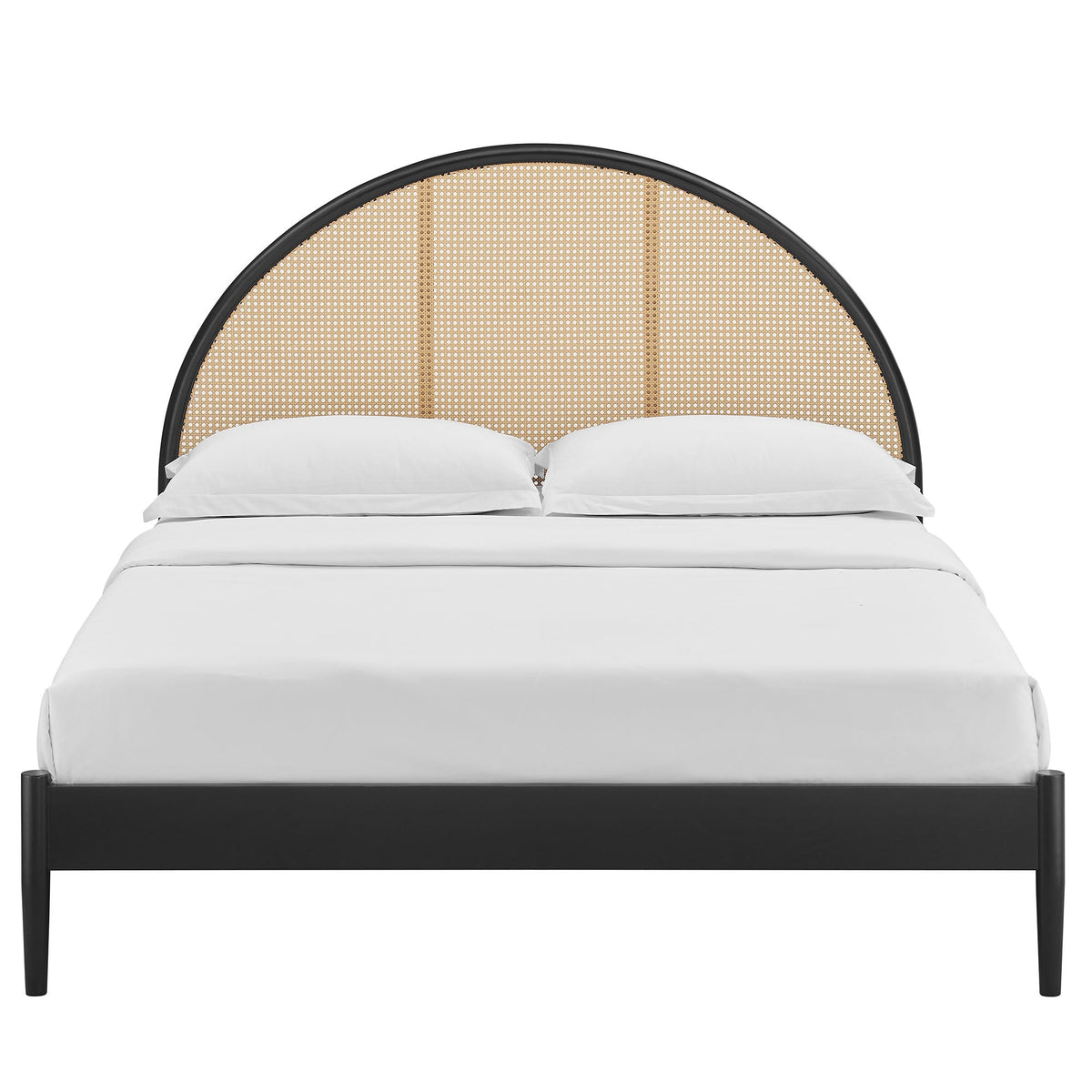 Odette Black Queen Arched Rattan Cane Platform Bed - Ornate Home