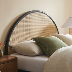 Odette Black Queen Arched Rattan Cane Platform Bed - Ornate Home