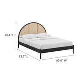 Odette Black Queen Arched Rattan Cane Platform Bed - Ornate Home
