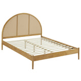 Odette Oak Queen Arched Rattan Cane Platform Bed - Ornate Home