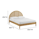 Odette Oak Queen Arched Rattan Cane Platform Bed - Ornate Home