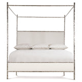 Odette White/Cream/Nickel Fabric Canopy King Bed - Ornate Home