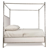 Odette White/Cream/Nickel Fabric Canopy King Bed - Ornate Home
