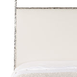 Odette White/Cream/Nickel Fabric Canopy King Bed - Ornate Home