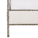 Odette White/Cream/Nickel Fabric Canopy King Bed - Ornate Home