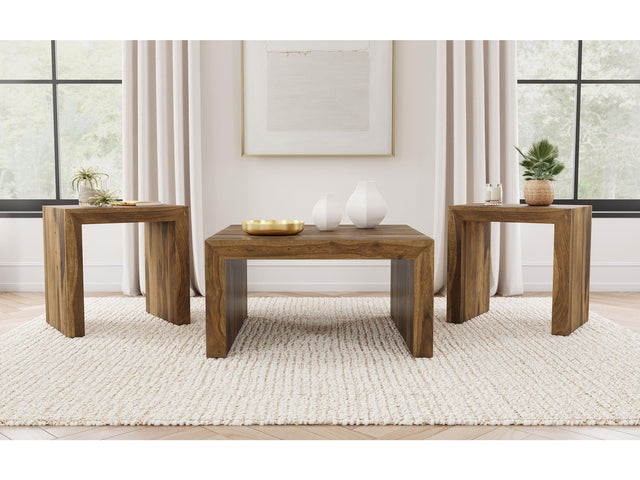 Odilia Auburn 3-piece Solid Wood Coffee and End Table Set - Ornate Home